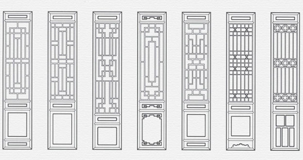 寻甸常用中式仿古花窗图案隔断设计图